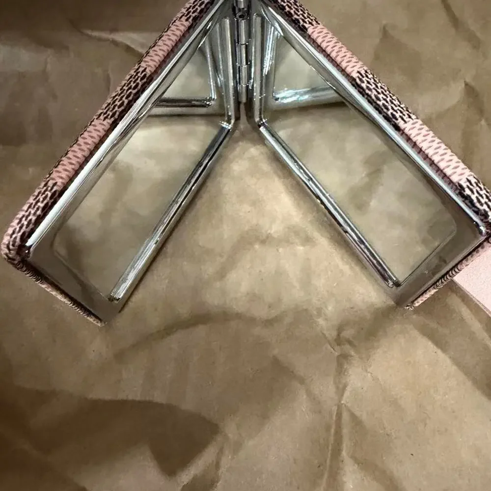 Pink and Black Checkered Dual Mirror Compact